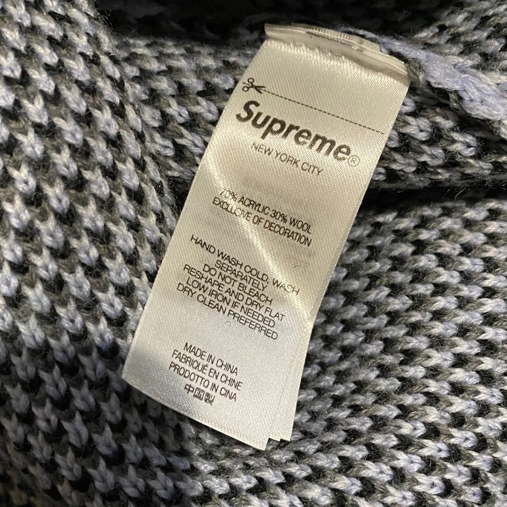 Supreme Small Box Logo Raglan Polo Blue Camo Sweater - Picture 7 of 8